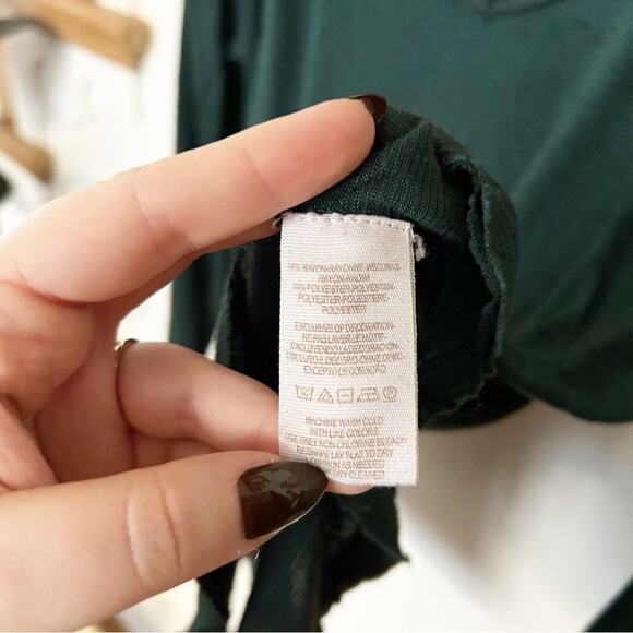 Free People The Gatsby Long Sleeve Top Green Mesh Detail Scoop Neck Size S - Picture 4 of 8